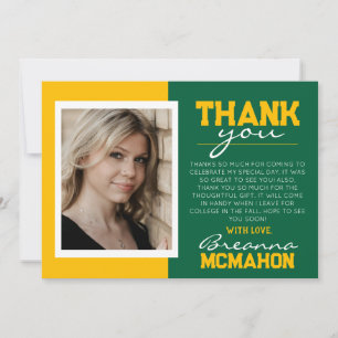 Carte de remerciements photo Green & Gold Graduati