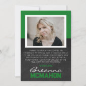Carte de remerciements photo Green & White Graduat (Devant)