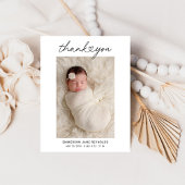 Carte De Remerciements Photo Heart moderne Script Custom Newborn Baby