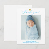 Carte De Remerciements Photo Heart moderne Script Custom Newborn Baby (Devant / Derrière)