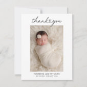 Carte De Remerciements Photo Heart moderne Script Custom Newborn Baby (Devant)