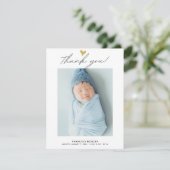 Carte De Remerciements Photo Heart moderne Script Custom Newborn Baby (Debout devant)