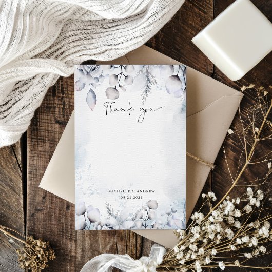 Carte de remerciements photo hiver Blue Foliing