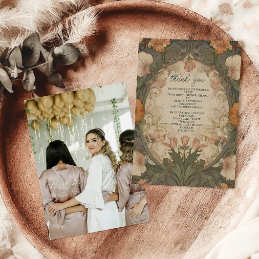 Carte De Remerciements Photo Jardin Enchanté Shower de Mariée Art Nouveau