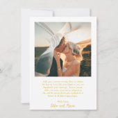 Carte De Remerciements Photo jaune classique Mariage élégant (Dos)