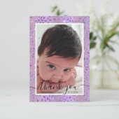 Carte De Remerciements photo jeune fille design à cadre violet (Debout devant)