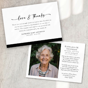 Carte De Remerciements Photo Love and Thanks Script Funeral