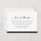 Carte De Remerciements Photo Love and Thanks Script Funeral (Devant)