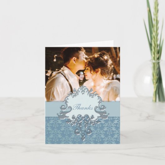 Carte De Remerciements Photo lucky elephant wedding silver (Devant)