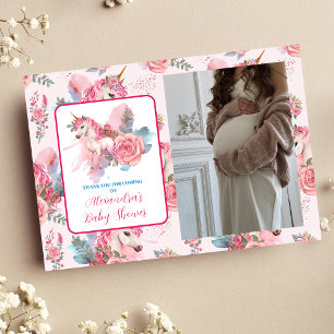 Carte De Remerciements Photo Magique Unicorn Baby shower arc-en-ciel