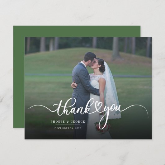 Carte de remerciements photo manuscrit mariage (Devant / Derrière)