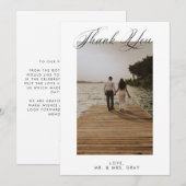 Carte de remerciements photo mariage (Devant / Derrière)