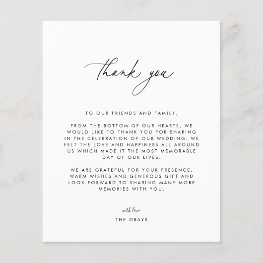 Carte de remerciements photo mariage (Devant)