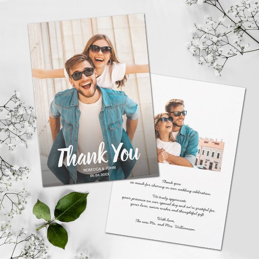 Carte de remerciements photo mariage