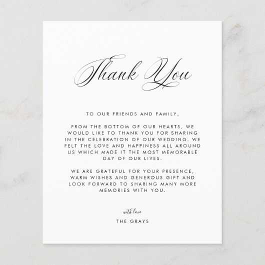 Carte de remerciements photo mariage (Devant)