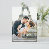 carte de remerciements photo mariage à cadre blanc (Debout devant)