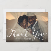 Carte De Remerciements Photo Mariage à la main élégante (Devant)