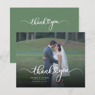 Carte de remerciements photo Mariage à lettres bud