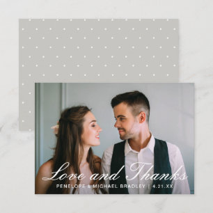 Carte de remerciements photo Mariage à points élég