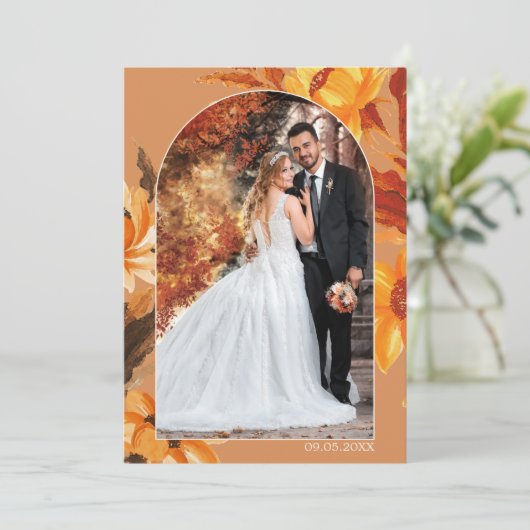 Carte de remerciements photo Mariage aquarelle (Debout devant)