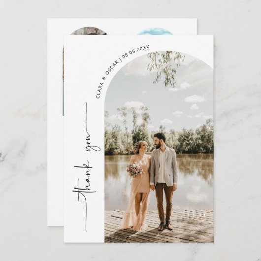 Carte de remerciements photo Mariage Arch Frame (Devant / Derrière)