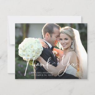 Carte De Remerciements Photo mariage avant   Cassis Purple Floral Back