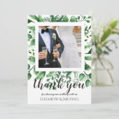 Carte de remerciements photo mariage avec texte de (Debout devant)