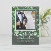 Carte de remerciements photo mariage avec texte de (Debout devant)