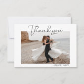 Carte De Remerciements Photo Mariage blanc de script simple (Devant)
