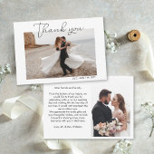 Carte De Remerciements Photo Mariage blanc de script simple