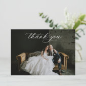 Carte De Remerciements Photo Mariage bleu Dusty (Debout devant)