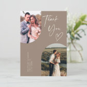 Carte De Remerciements Photo Mariage Brown double arc (Debout devant)