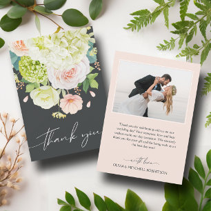 Carte De Remerciements Photo Mariage Chic Watercolor Florals