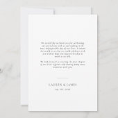 Carte de remerciements photo Mariage classique (Dos)