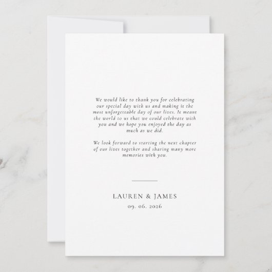 Carte de remerciements photo Mariage classique (Dos)