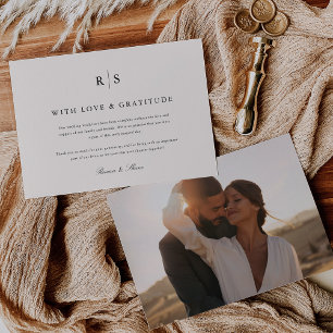 Carte De Remerciements Photo Mariage classique noir & écrin noir