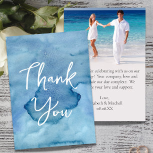 Carte de remerciements photo Mariage couleur bleu