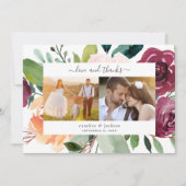 Carte de remerciements photo mariage de automne (Devant)