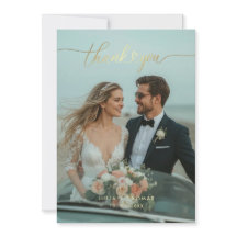 Carte de remerciements photo Mariage de calligraph