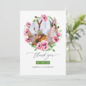 Carte De Remerciements Photo Mariage de l'aquarelle Pink (Debout devant)