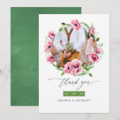 Carte De Remerciements Photo Mariage de l'aquarelle Pink (Devant / Derrière)