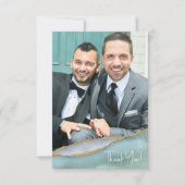 Carte De Remerciements Photo Mariage de l'aquarelle Seaglass or Accent (Devant)