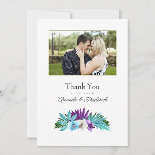 Carte De Remerciements Photo Mariage de l'orchidée tropicale (Devant)