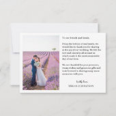 Carte De Remerciements Photo Mariage de script blanc simple (coeur) (Dos)