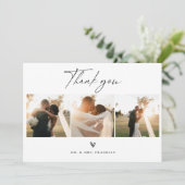 Carte De Remerciements Photo Mariage de script Boho moderne (Debout devant)