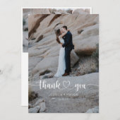 Carte de remerciements photo Mariage de script car (Devant / Derrière)