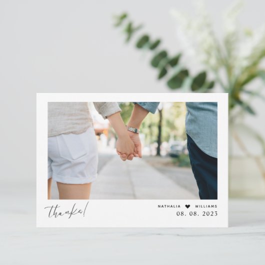 Carte de remerciements photo Mariage de script car (Debout devant)