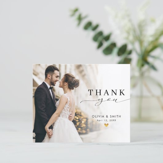 Carte de remerciements photo Mariage de script élé (Debout devant)