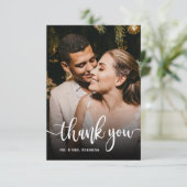 Carte De Remerciements Photo Mariage de script manuscrit moderne (Debout devant)