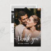 Carte De Remerciements Photo Mariage de script manuscrit moderne (Devant / Derrière)
